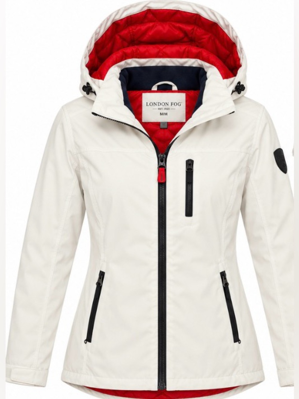 London Fog Women’s White Hooded Water Resistant Jacket Size M NWT
